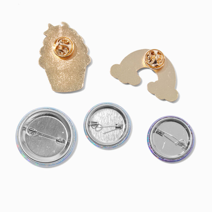 Rainbow Round Button &amp; Pin Set - 5 Pack,