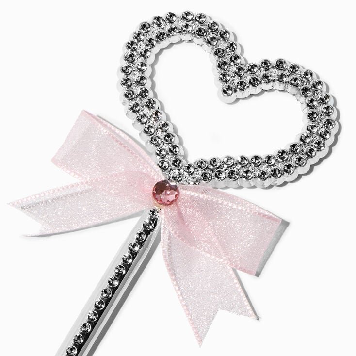 Claire&#39;s Club Pink Bow Silver Heart Wand,