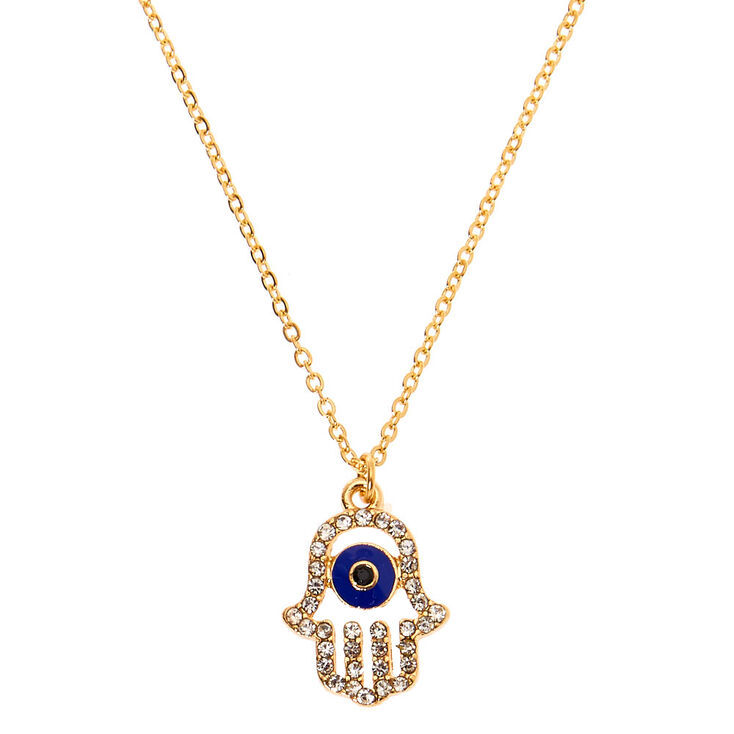 Gold Hamsa Hand Pendant Necklace | Claire's