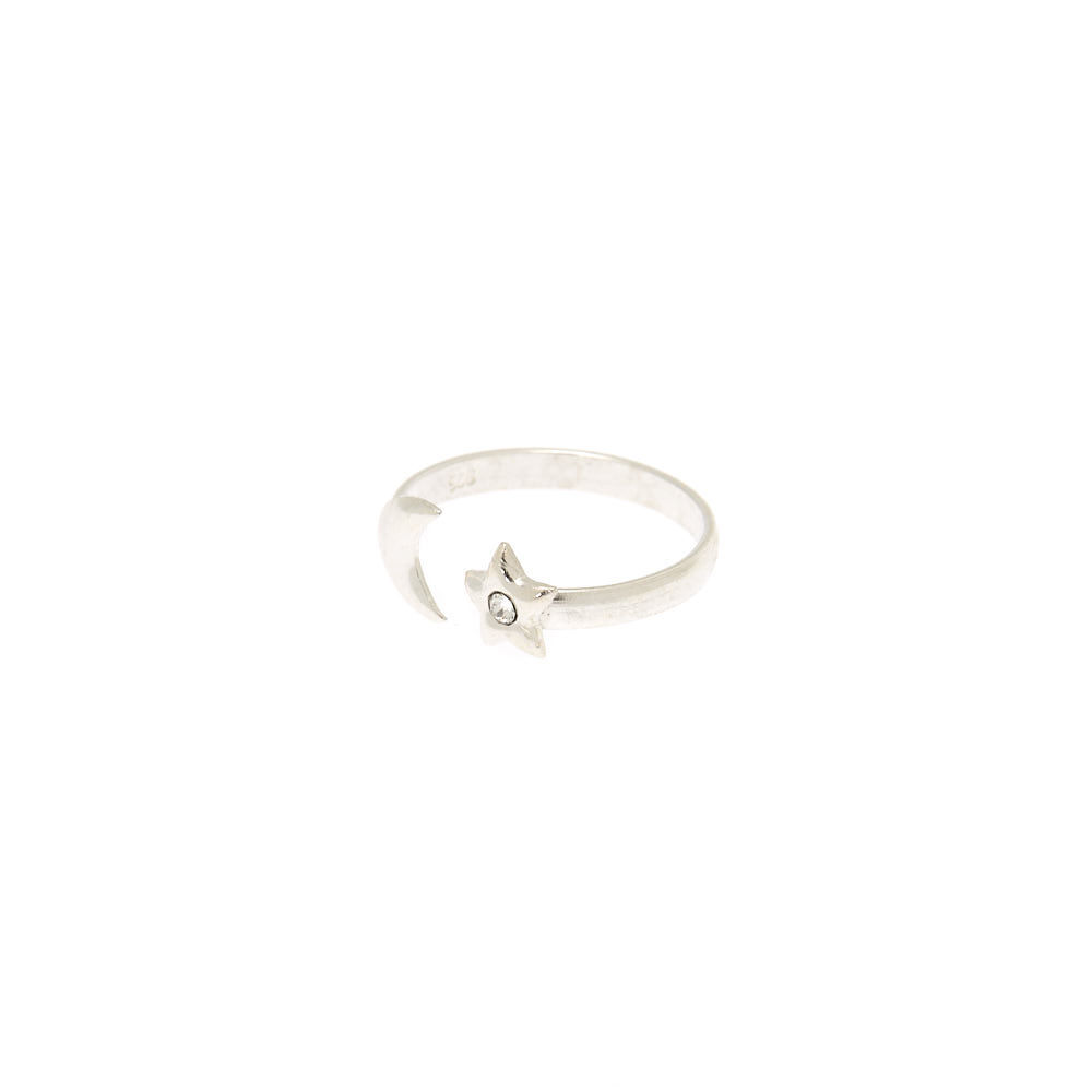 Sterling Silver Open Moon Star Toe Ring
