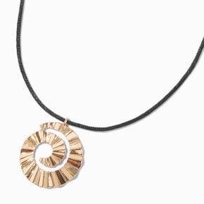 Gold-tone Spiral Rope Pendant Necklace,