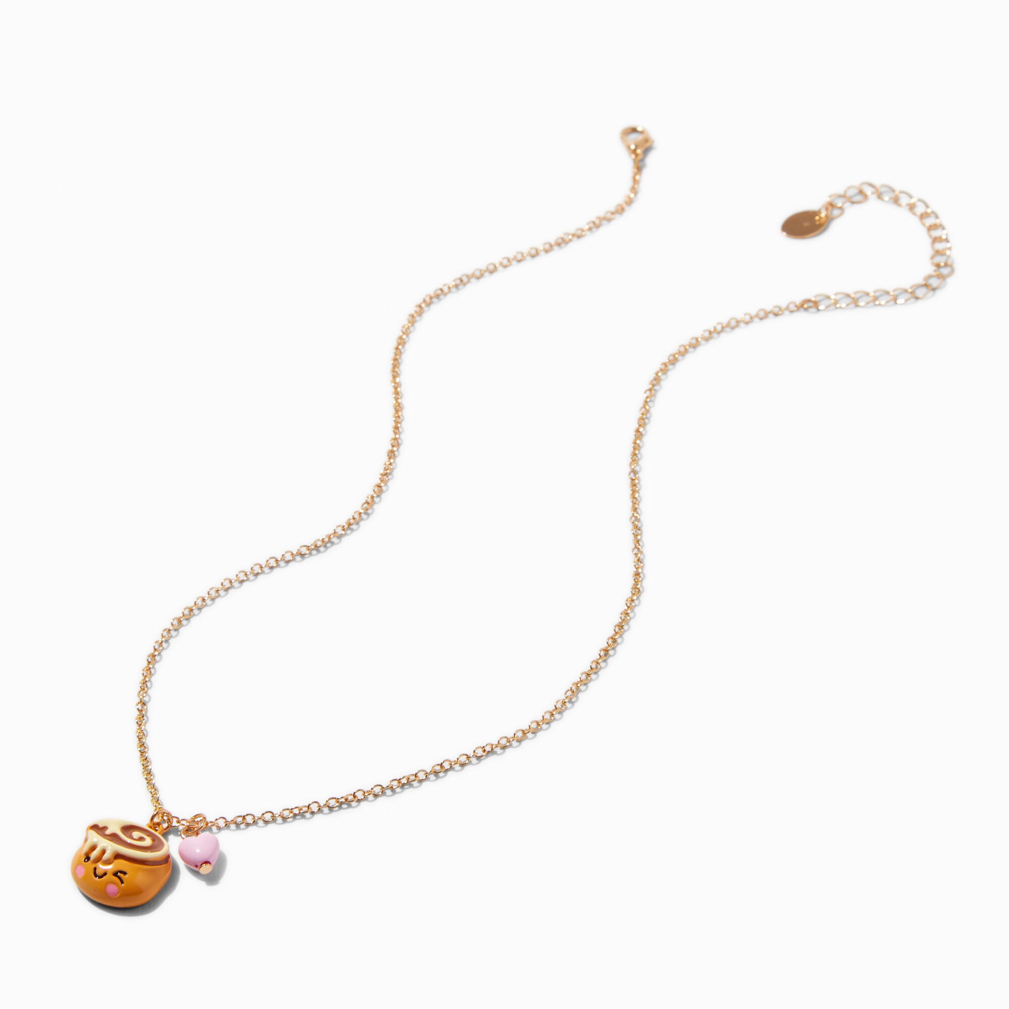 Gold Enamel Initial Pendant Necklace - Black, A,