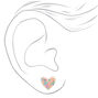 Silver Pastel Sprinkle Heart Stud Earrings,