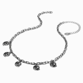 Silver-tone Spiral Charm Cable Chain Necklace,