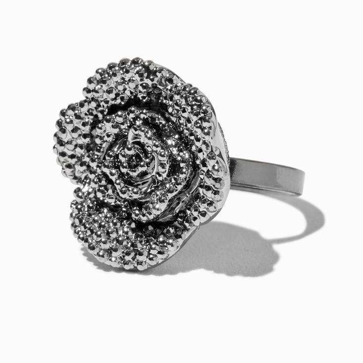 Bague de caract&egrave;re rosette textur&eacute;e noire,