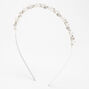 Silver Rhinestone Pearl Cluster Headband,