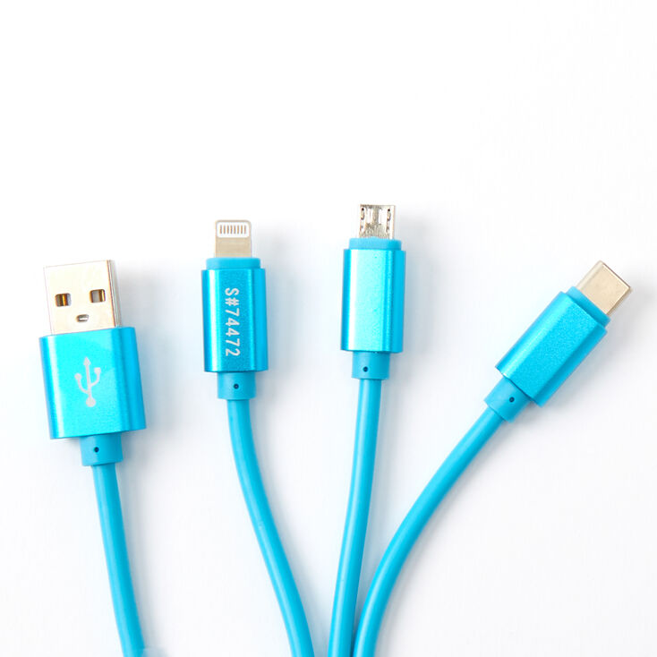 Micro USB 10FT Triple Charging Cable - Turquoise,