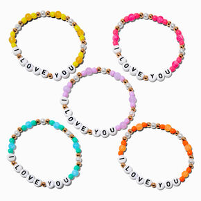 Best Friends &#39;&#39;I Love You&#39;&#39; Beaded Stretch Bracelets - 5 Pack,