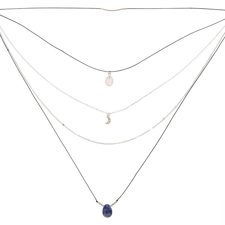 Mystical Stone Multi Strand Choker Necklace,