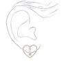 Silver Crystal and Rhinestone Heart Stud Earrings,