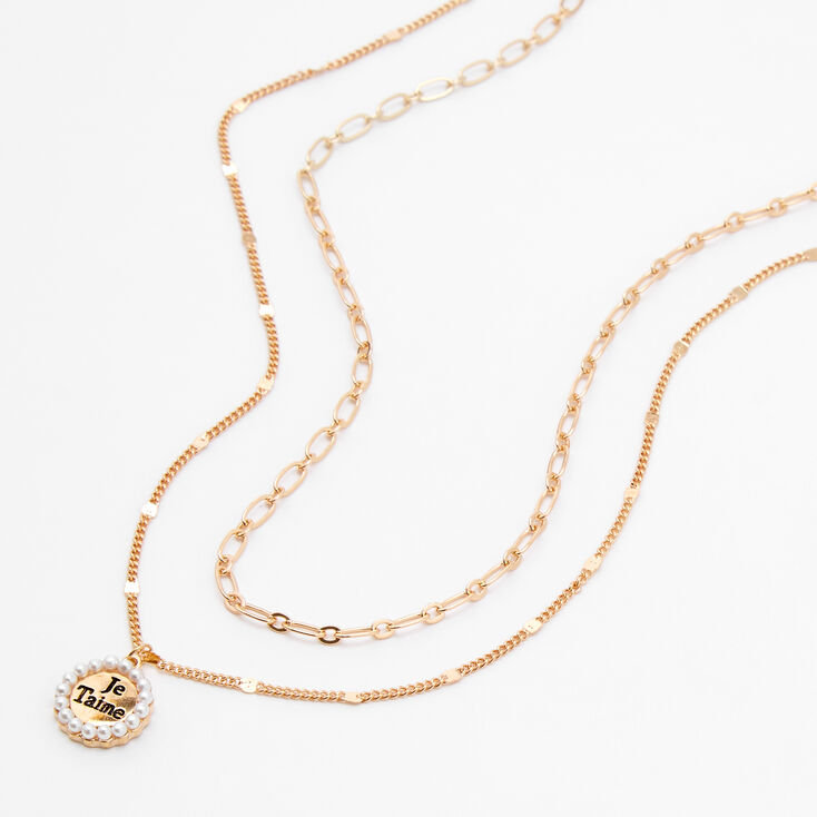 Gold Je T&#39;aime Multi Strand Pendant Necklace,