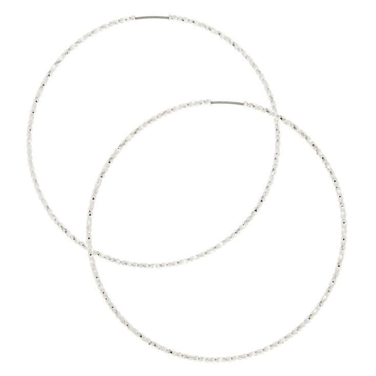 Silver-tone 60MM Laser Cut Hoop Earrings,