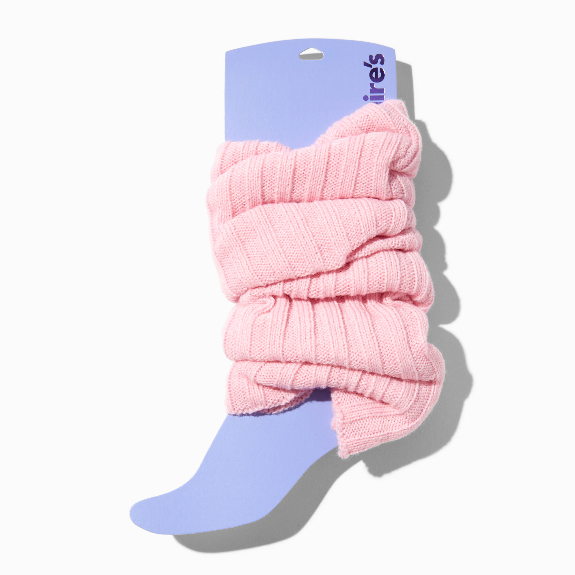 View Claires Blush Sweater Knit Leg Warmers Pink information