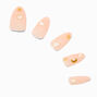 White Heart Stars Long Almond Vegan Faux Nail Set - 24 Pack,