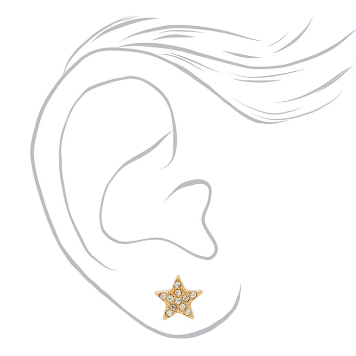 Gold Rhinestone Star Clusters Necklace &amp; Earring Set - 2 Pack,