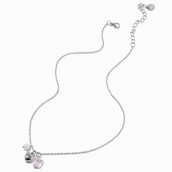 Purple Butterfly Cluster Charm Pendant Necklace,