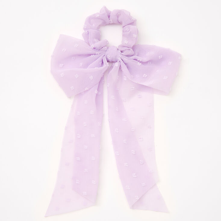 Small Organza Bow Hair Scrunchie Scarf - Lilac,