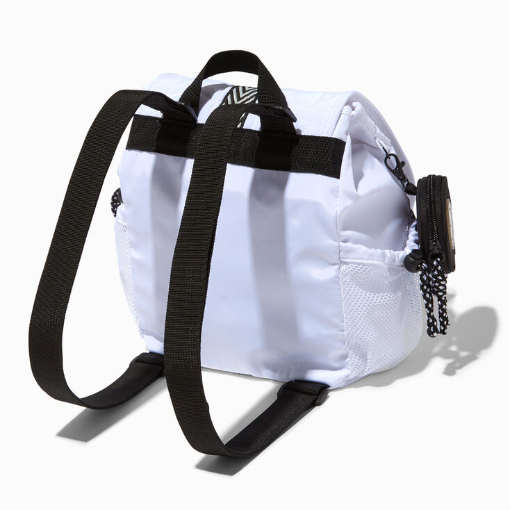 Sporty Chevron White Mini Flap Backpack,