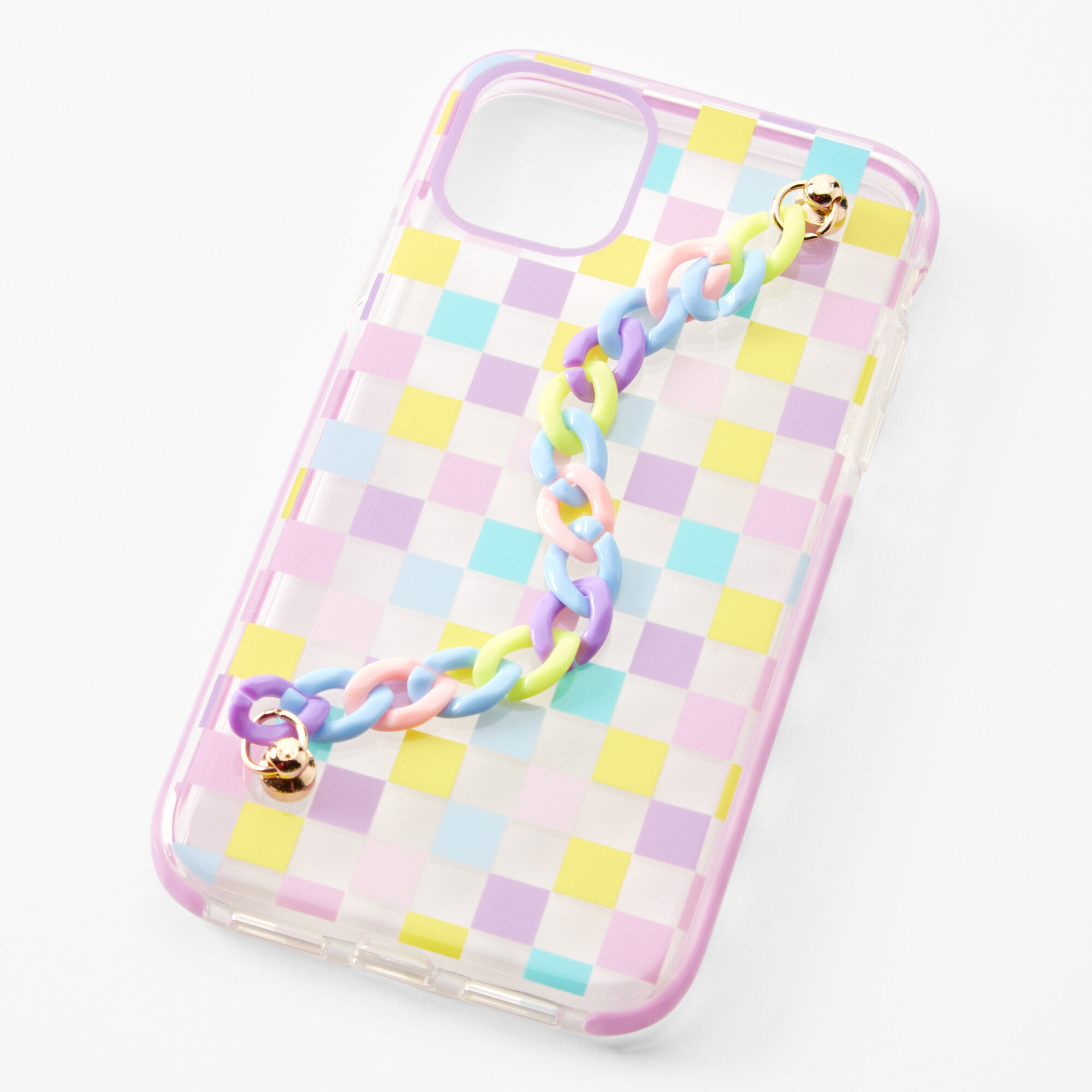 Pastel Checkered Strap Phone Case Fits iPhone 11