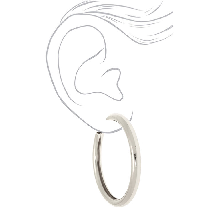 Silver 80MM Tube Hoop Earrings,