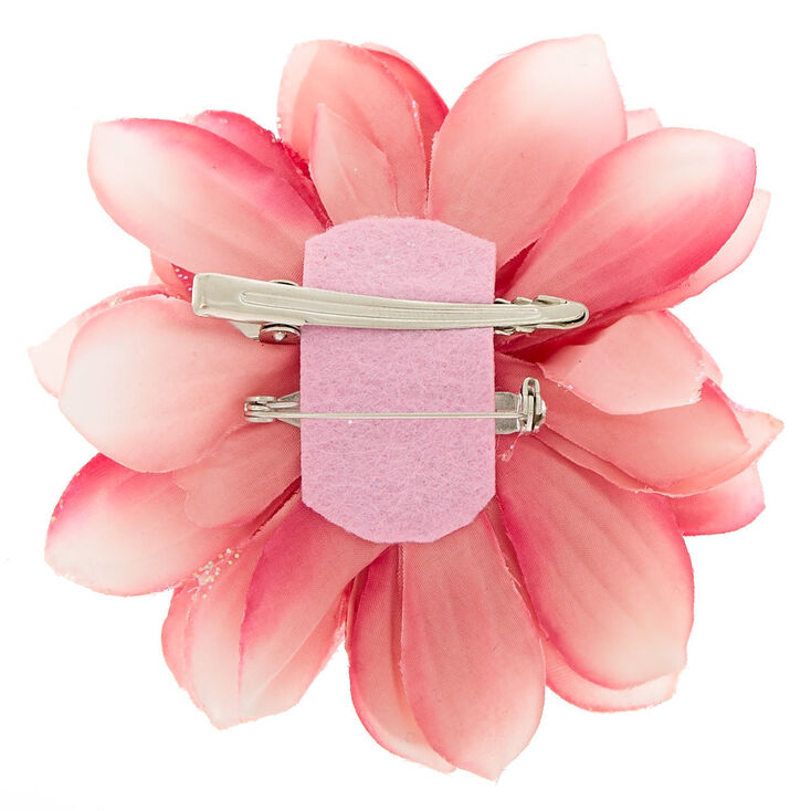Large Glitter Ombre Flower Hair Clip - Pink,