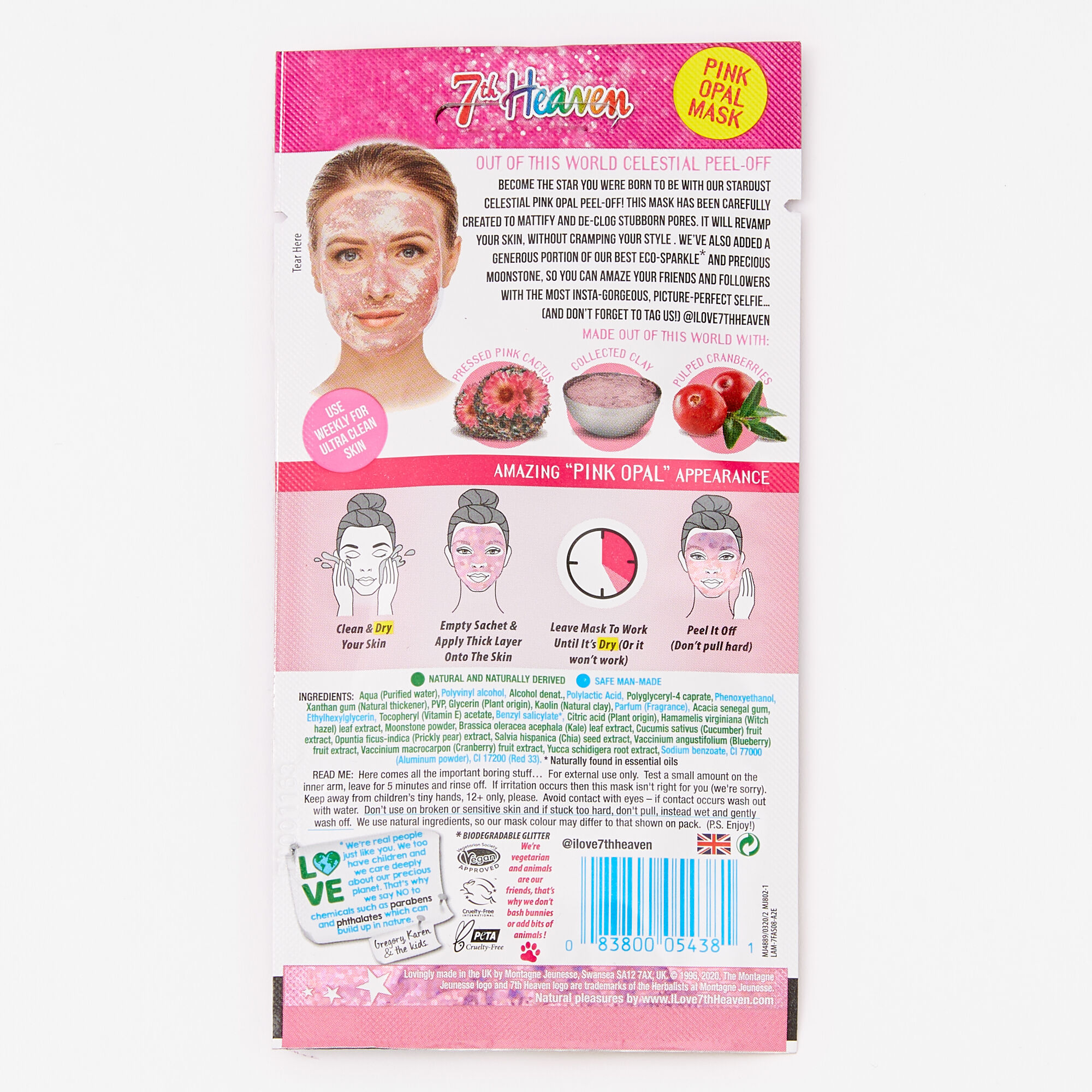 Masque pour le visage peel-off Stardust Celestial Pink Opal 7th Heaven,