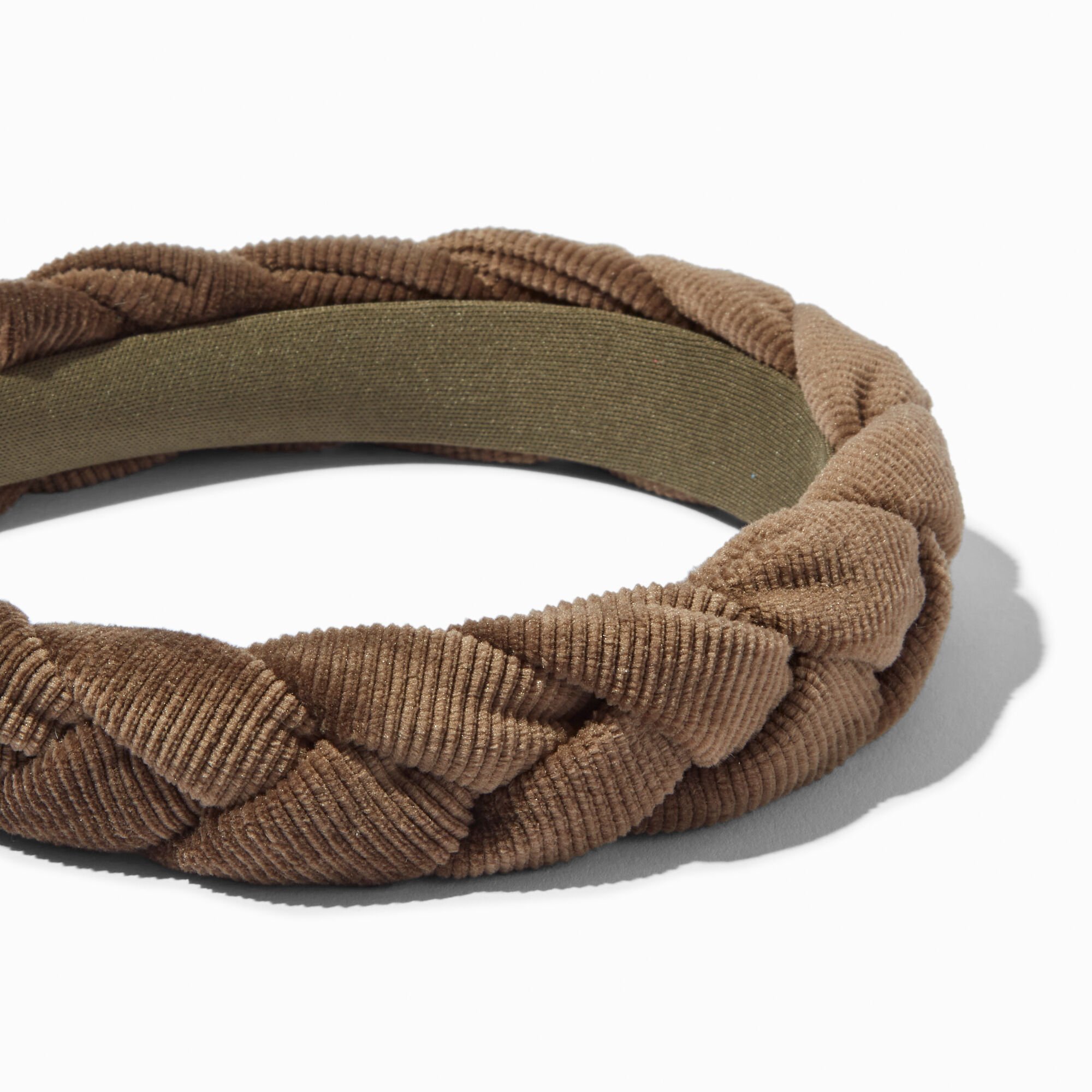 Olive Green Braided Corduroy Headband,