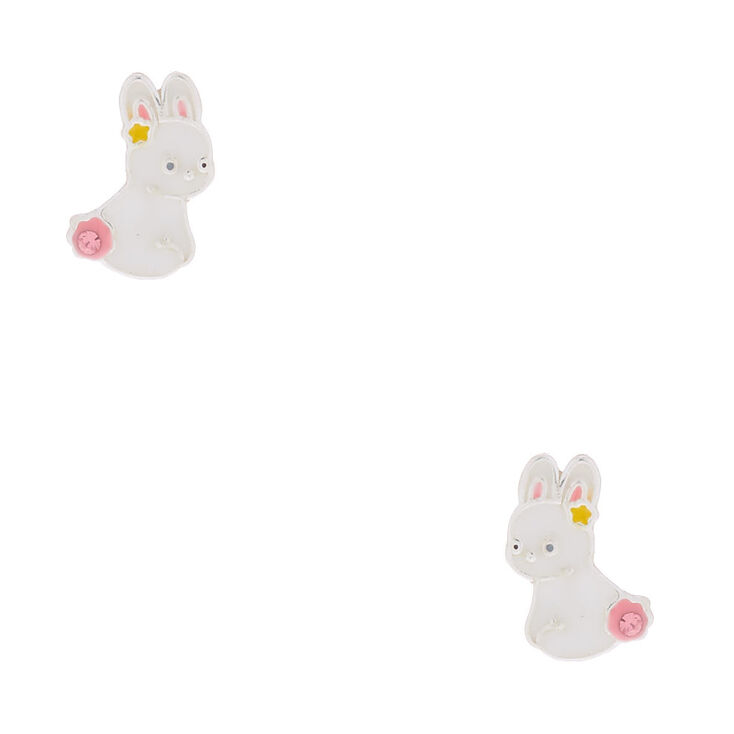 Clous d&#39;oreille derri&egrave;re de lapin en argent,