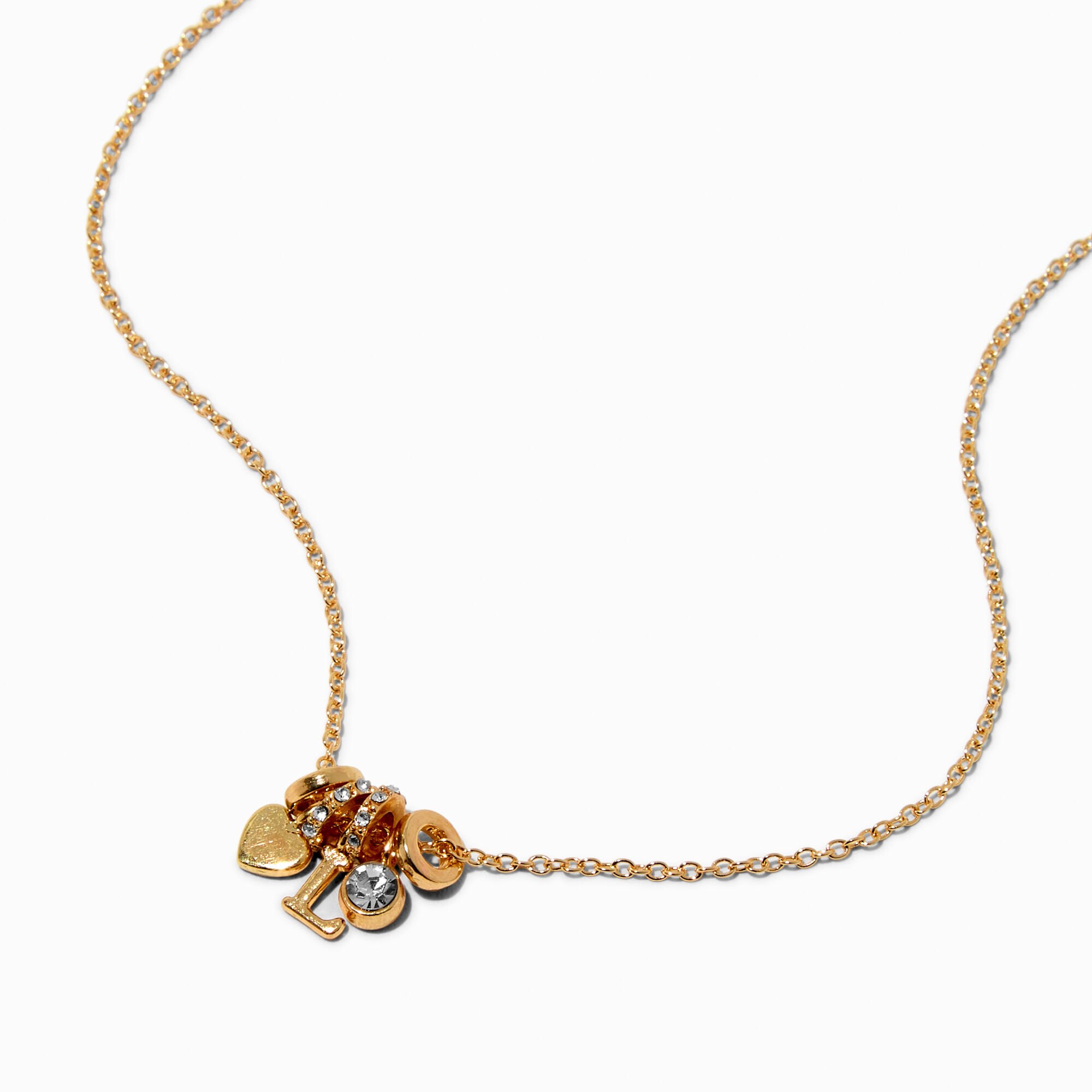 Gold-tone Initial Charm Pendant Necklace - L,