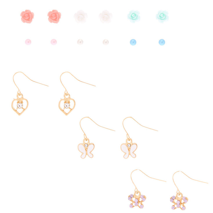 Claire's Lot de 9 paires de boucles d’oreille diverses au style printanier délicat
