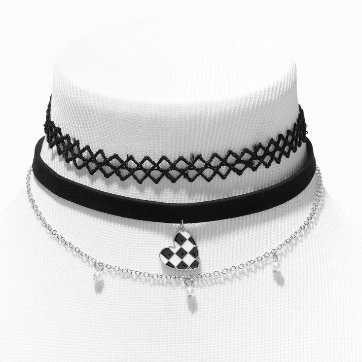 Heart Drop Velvet Ribbon Choker Necklace