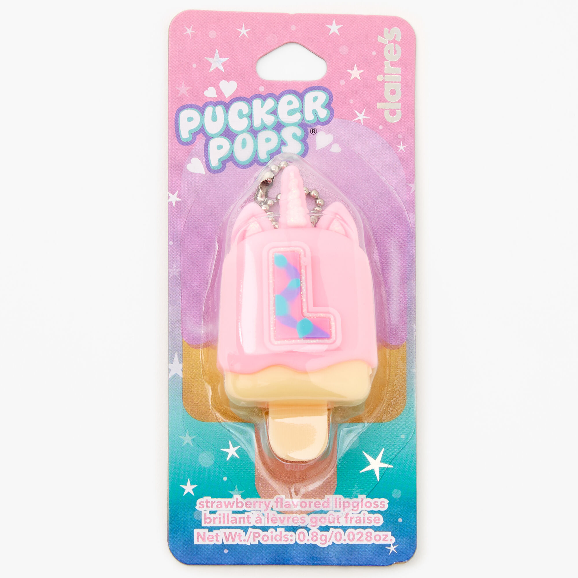 Pucker Pops® Initial Lip Gloss - Pink, L,