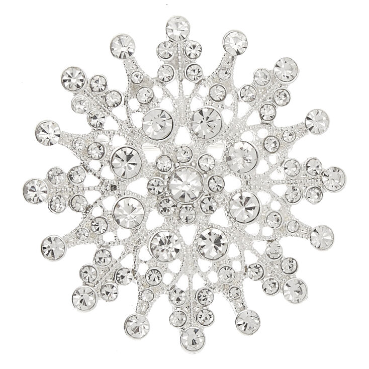 Claire's Broche rayons de soleil avec strass couleur argenté