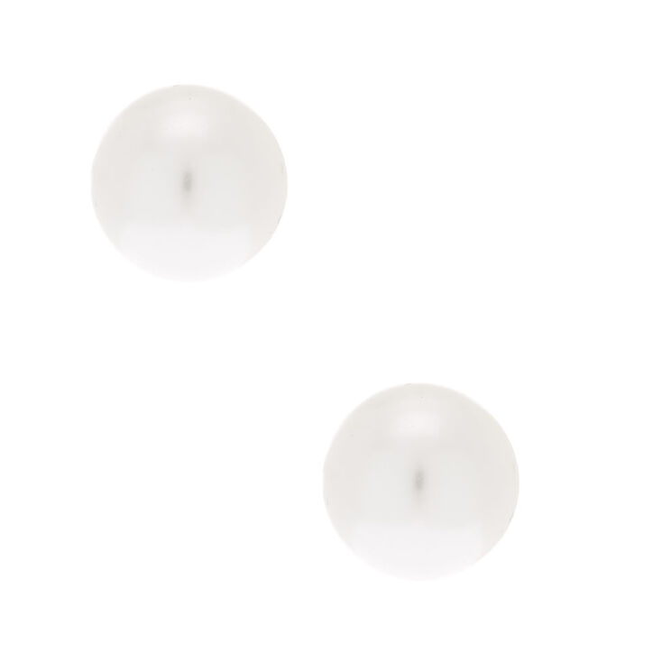Claire's Clous d’oreille avec perles d'imitation 12 mm couleur argenté