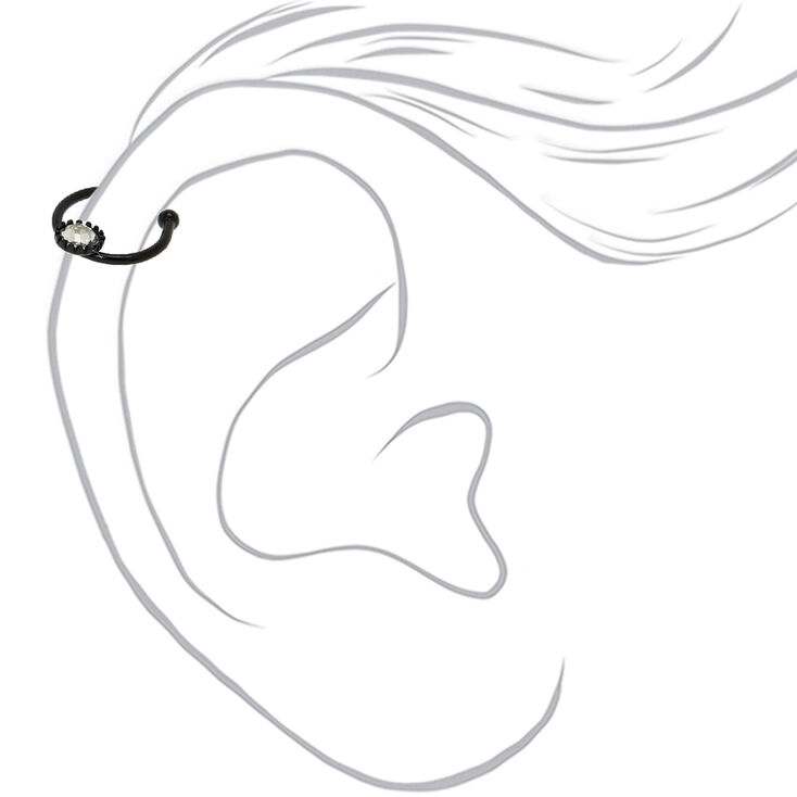 Hematite Crystal Faux Cartilage Hoop Earrings - 3 Pack,
