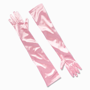 Baby Pink Satin Long Gloves,