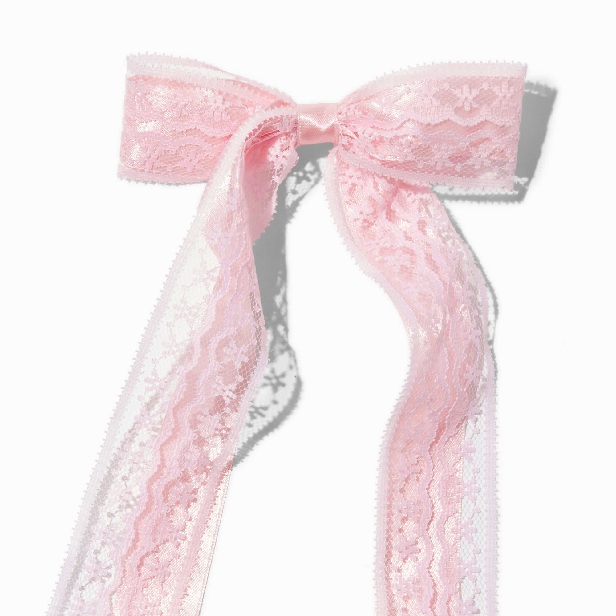 Blush Pink Lace Satin Hair Bow Clip
