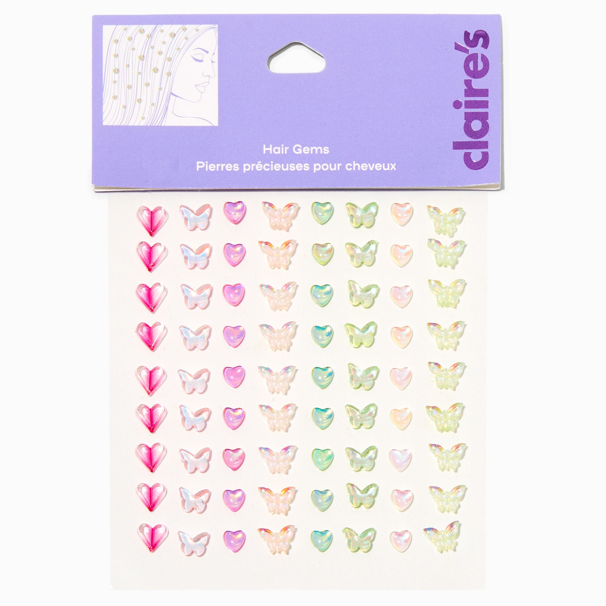 Rainbow Assorted Butterfly Hair Gems - 80 Pack,