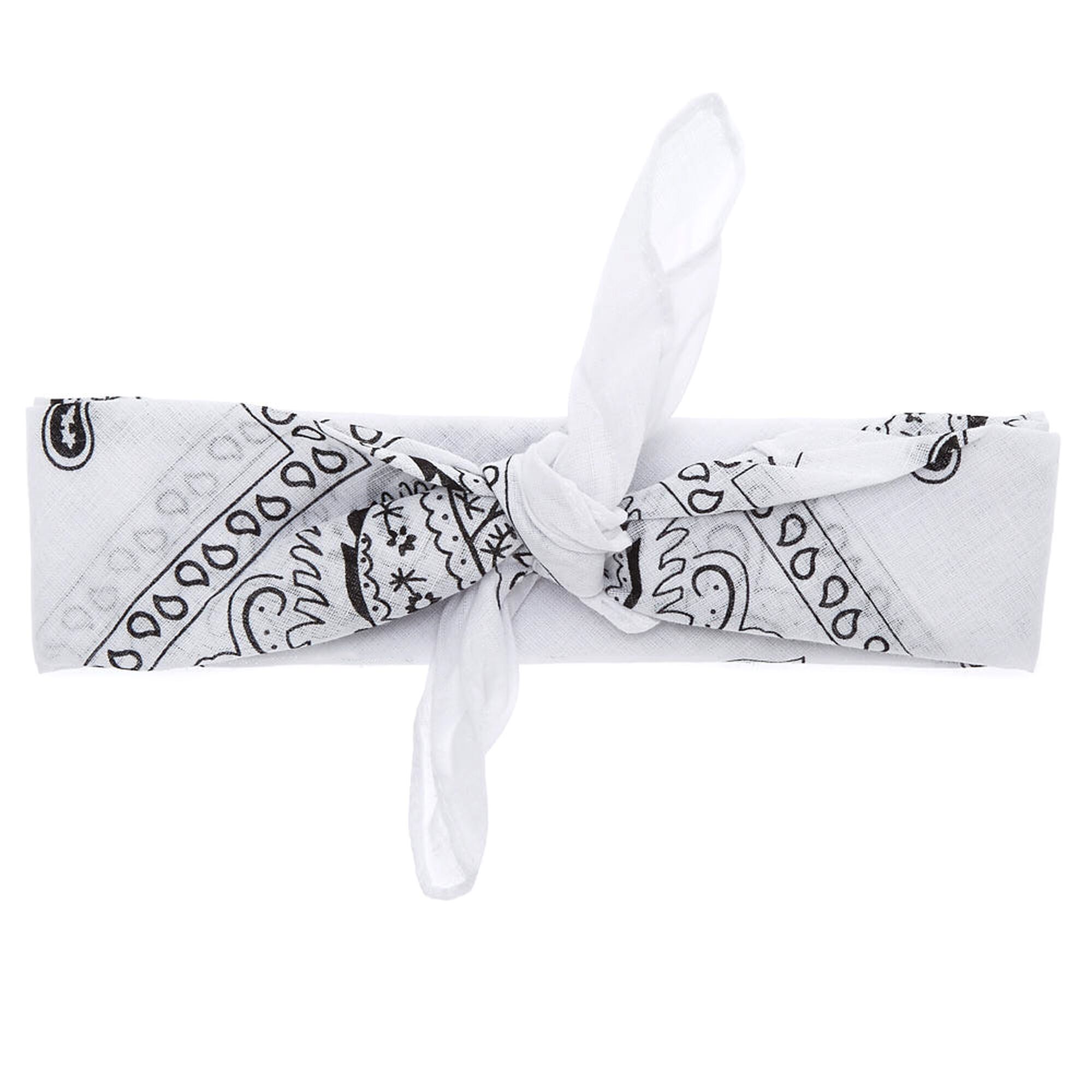 Paisley Bandana Headwrap - White,