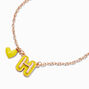 Collier &agrave; pendentif c&oelig;ur &agrave; initiale bulle jaune&nbsp;- H,