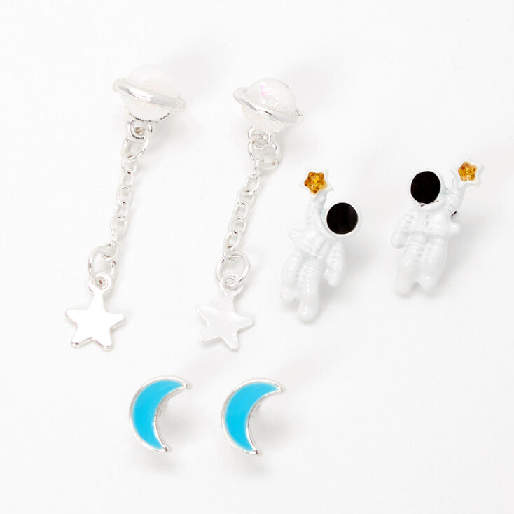 Astronaut Star Moon Stud &amp; Drop Earrings - 3 Pack,
