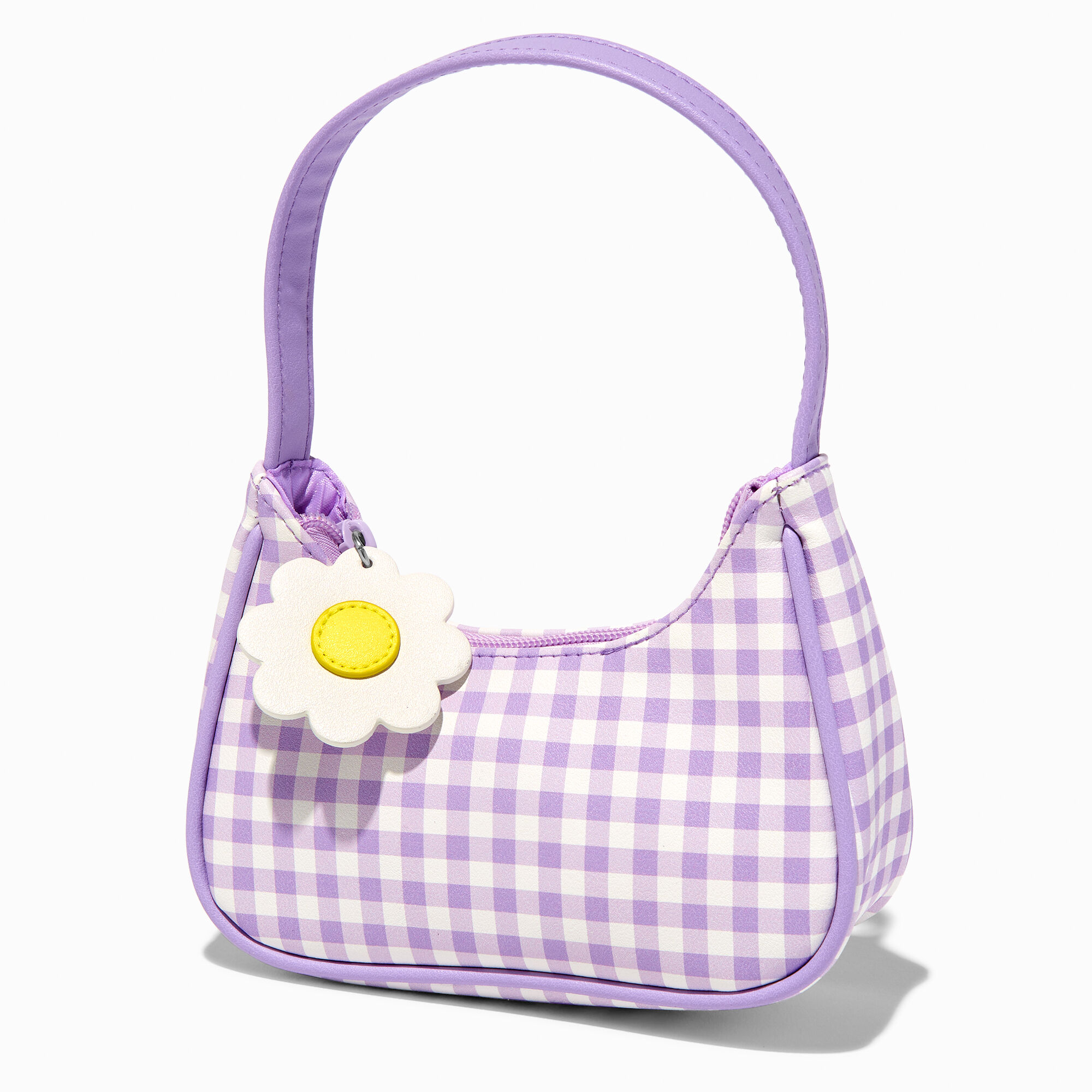 Claire's Club Purple Gingham Daisy Handbag,