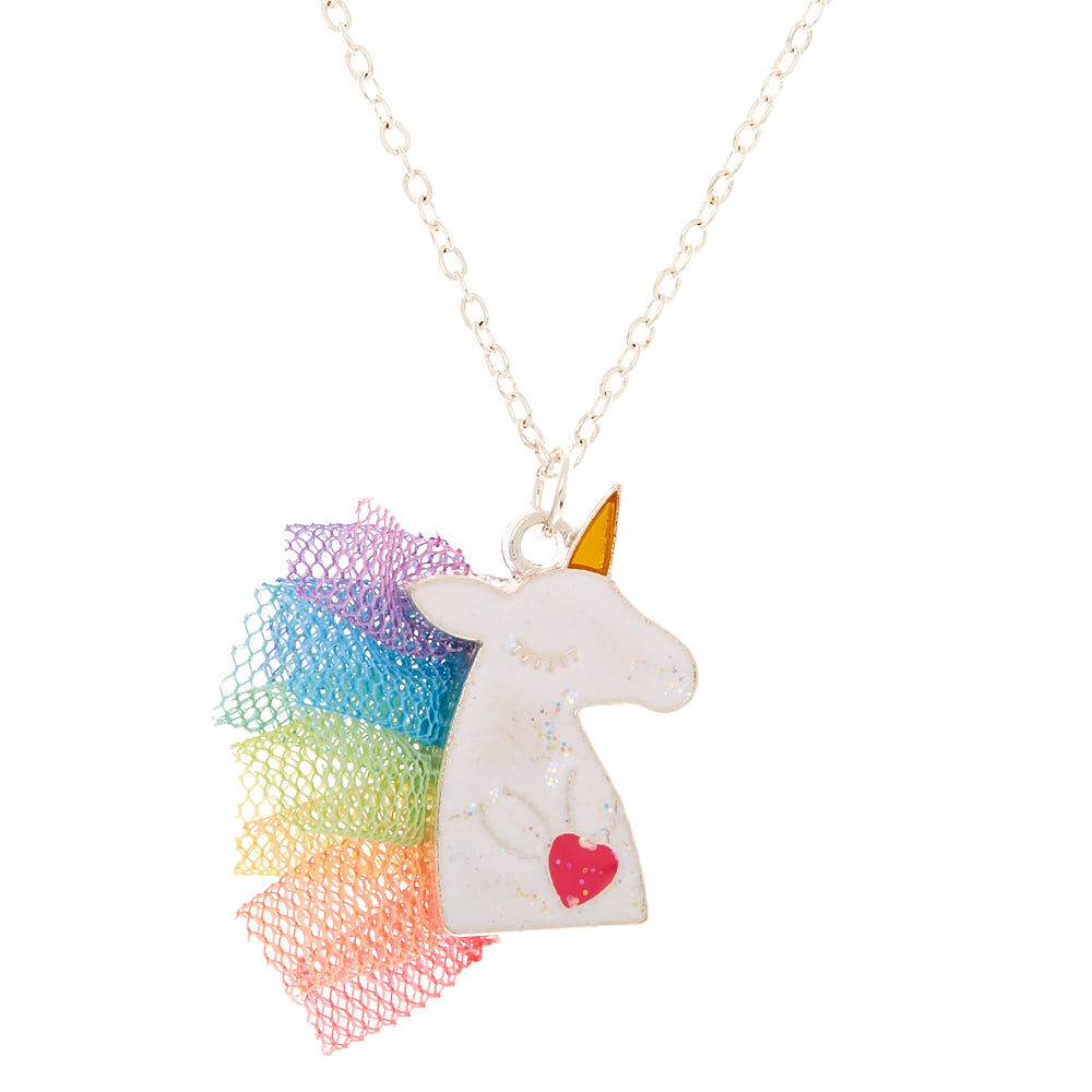 Collier à pendentif crinière de licorne arc-en-ciel du Claire's Club,