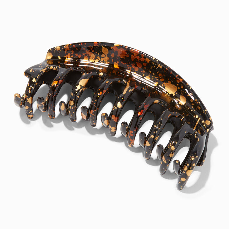 Gold Splatter Black Hair Claw,