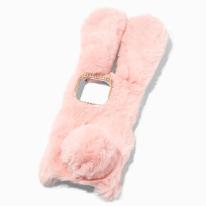 Coque de protection pour portable lapin rose en fausse fourrure - Compatible avec iPhone &reg;&nbsp;13 Pro,