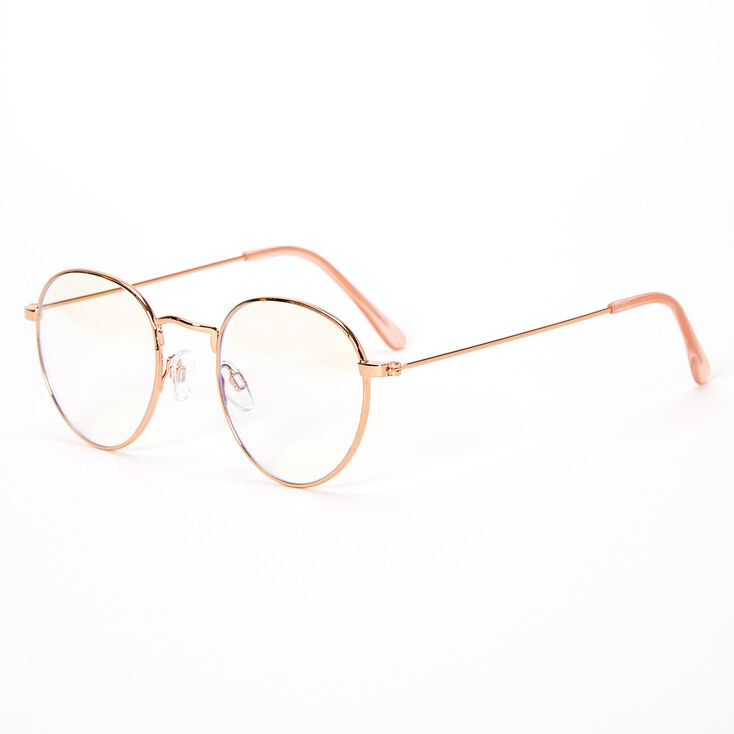 Solar Blue Light Reducing Round Clear Lens Frames - Gold,