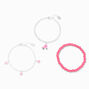 Pink Rollerskate Beaded Bracelet Set - 3 Pack,