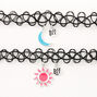Best Friends Sun &amp; Moon Glow In The Dark Tattoo Choker Necklaces - 2 Pack,