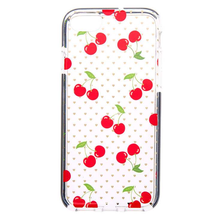 Coque de protection pour portable transparente cerises c&oelig;urs - Compatible avec iPhone&nbsp;6/7/8/SE,