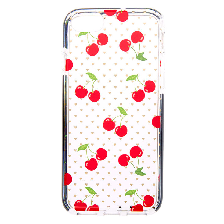 Cherry Heart Clear Protective Phone Case - Fits iPhone 6/7/8/SE,